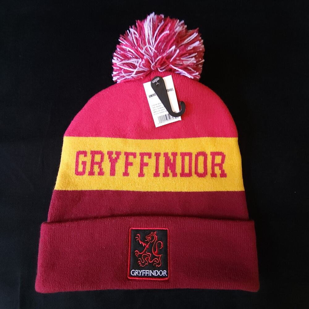 Gryffindor Harry Potter Red Winter Embroidered Striped pom pom Beanie Knit Hat